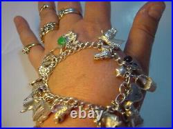 Vintage Big Solid Silver 25 Charm Bracelet So Different Heavy- 7. Investment