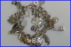 Vintage Bountiful Sterling Silver & Enameled Charm Bracelet 26 Charms
