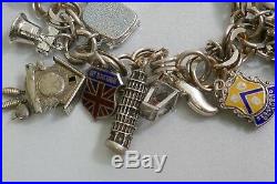Vintage Bountiful Sterling Silver & Enameled Charm Bracelet 26 Charms