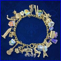 Vintage Charm Bracelet With Heart Padlock And 26 Charms