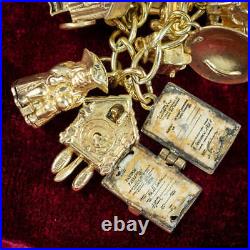 Vintage Charm Bracelet With Heart Padlock And 38 Charms