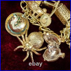 Vintage Charm Bracelet With Heart Padlock And 38 Charms