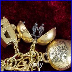 Vintage Charm Bracelet With Heart Padlock And 38 Charms