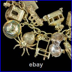 Vintage Charm Bracelet With Heart Padlock And 38 Charms