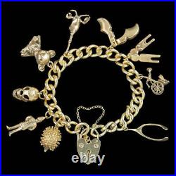 Vintage Charm Bracelet With Heart Padlock Dated 1976