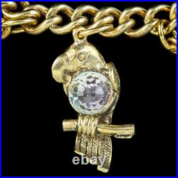 Vintage Charm Curb Bracelet Silver Gilt Seventeen Charms