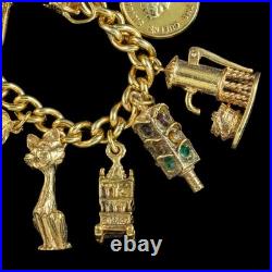 Vintage Charm Curb Bracelet With Heart Padlock And 13 Charms