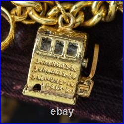 Vintage Charm Curb Bracelet With Heart Padlock And 13 Charms