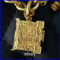 Vintage Charm Curb Bracelet With Heart Padlock And 14 Charms