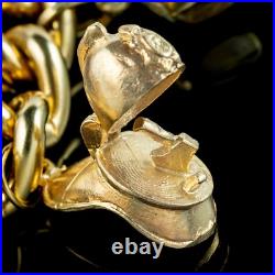 Vintage Curb Charm Bracelet With Heart Padlock And 18 Charms Vintage Curb Charm Bracelet With Heart Padlock And 18 Charms