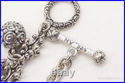 Vintage Designer Borobudur Bell Sterling Silver Bell Charms Bracelet