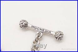 Vintage Designer Borobudur Bell Sterling Silver Bell Charms Bracelet