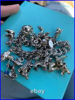 Vintage Disney Store Sterling Silver Charm Bracelet Limited Edition 11 Charms