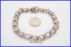 Vintage Elco Sterling Silver 925 Double Link Heart Bracelet 7.5