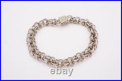 Vintage Elco Sterling Silver 925 Double Link Heart Bracelet 7.5