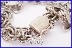 Vintage Elco Sterling Silver 925 Double Link Heart Bracelet 7.5