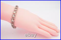 Vintage Elco Sterling Silver 925 Double Link Heart Bracelet 7.5