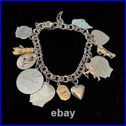 Vintage Elco Sterling Silver Charm Bracelet North Carolina Family Theme 70g Vintage Elco Sterling Silver Charm Bracelet North Carolina Family Theme 70g