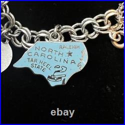 Vintage Elco Sterling Silver Charm Bracelet North Carolina Family Theme 70g Vintage Elco Sterling Silver Charm Bracelet North Carolina Family Theme 70g