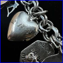 Vintage Elco Sterling Silver Charm Bracelet North Carolina Family Theme 70g Vintage Elco Sterling Silver Charm Bracelet North Carolina Family Theme 70g