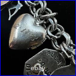 Vintage Elco Sterling Silver Charm Bracelet North Carolina Family Theme 70g Vintage Elco Sterling Silver Charm Bracelet North Carolina Family Theme 70g