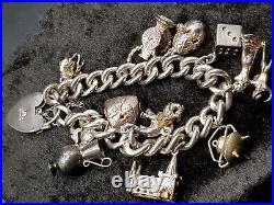 Vintage English Sterling 925 Silver Charm Bracelet with Charms