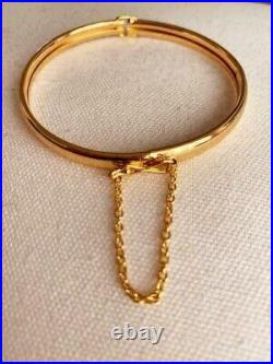 Vintage & Estate 18K Yellow Gold Over 7.5 Bangle Bracelet with Chain Link RARE