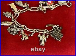 Vintage Estate 2 Sterling Silver Charm Bracelet Loaded! Charms 3-d 47 Grams