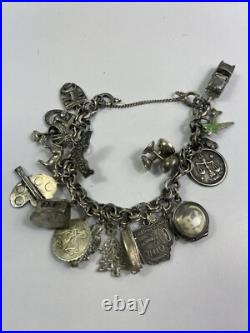 Vintage Estate Multi Charm Sterling Silver Bracelet & Charms