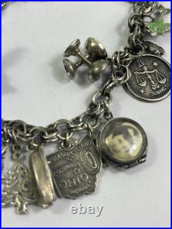 Vintage Estate Multi Charm Sterling Silver Bracelet & Charms