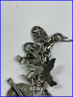 Vintage Estate Multi Charm Sterling Silver Bracelet & Charms