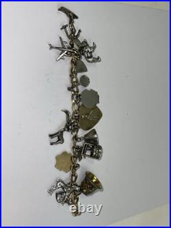 Vintage Estate Multi Charm Sterling Silver Bracelet & Charms