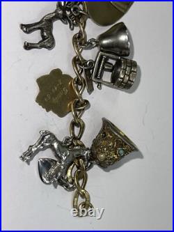 Vintage Estate Multi Charm Sterling Silver Bracelet & Charms
