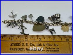 Vintage Estate Multi Charm Sterling Silver Bracelet & Charms