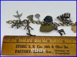 Vintage Estate Multi Charm Sterling Silver Bracelet & Charms