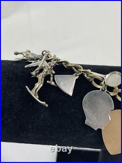 Vintage Estate Multi Charm Sterling Silver Bracelet & Charms
