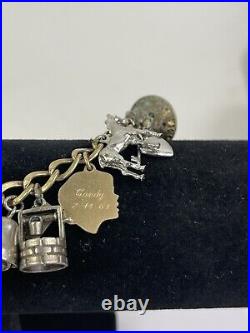 Vintage Estate Multi Charm Sterling Silver Bracelet & Charms