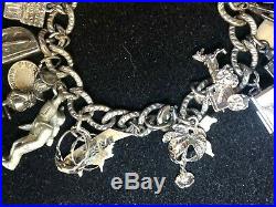 Vintage Estate Sterling Silver Charm Bracelet 1960 -1970 3-d Loads Of 22 Charms
