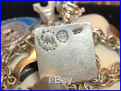 Vintage Estate Sterling Silver Charm Bracelet & Loaded 17 Charms 3-d 10k Gold