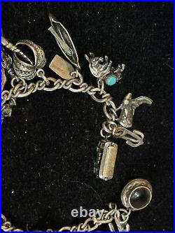 Vintage Estate Sterling Silver Charm Bracelet Loaded 26 Charms 1960's 3-d