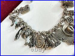 Vintage Estate Sterling Silver Charm Bracelet Loaded 26 Charms 1960's 3-d