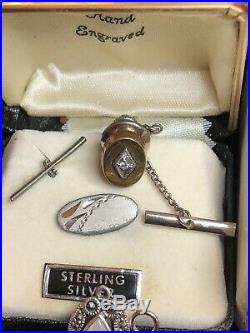 Vintage Estate Sterling Silver Lot Charms & Bracelet Murano Gf Hanson Diamond