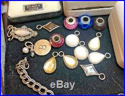 Vintage Estate Sterling Silver Lot Charms & Bracelet Murano Gf Hanson Diamond