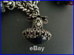 Vintage Etruscan Silver Fob 5 Charm Bracelet Jewelry Carousel Horses Butterflies