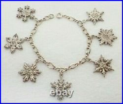 Vintage Gorham Sterling Silver 1970-1976 Snowflake Christmas Charm Bracelet