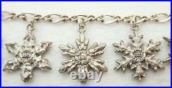 Vintage Gorham Sterling Silver 1970-1976 Snowflake Christmas Charm Bracelet