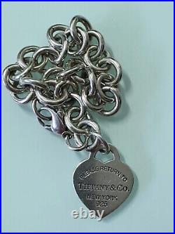 Vintage Guaranteed Authentic Sterling Silver925 Tiffany Heart Tag Charm Bracelet