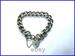 Vintage Hallmarked Chunky Sterling Silver Curb Link Charm Chain Bracelet 59 gram