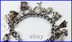 Vintage Hallmarked Sterling Silver Charm Bracelet with Charms Some Silver