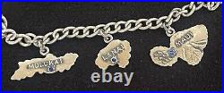 Vintage Hawaii Sterling Silver Hawaiian Islands Charm Bracelet Sapphire Stones